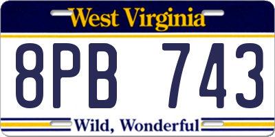 WV license plate 8PB743