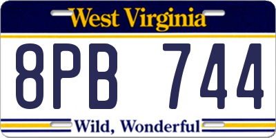 WV license plate 8PB744