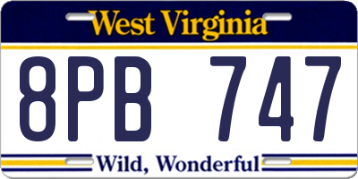 WV license plate 8PB747
