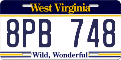 WV license plate 8PB748