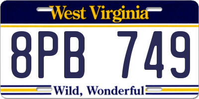 WV license plate 8PB749