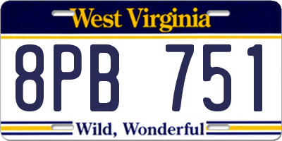 WV license plate 8PB751