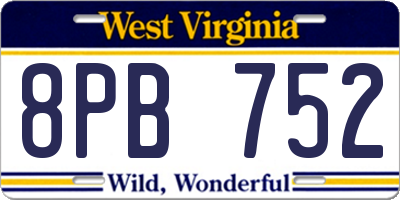 WV license plate 8PB752