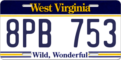 WV license plate 8PB753