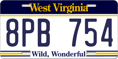 WV license plate 8PB754