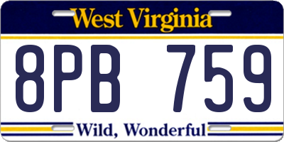 WV license plate 8PB759