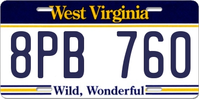 WV license plate 8PB760