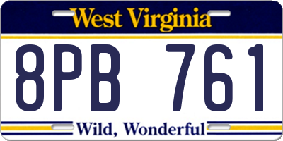 WV license plate 8PB761