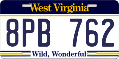WV license plate 8PB762