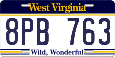 WV license plate 8PB763