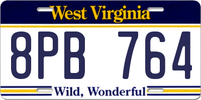 WV license plate 8PB764