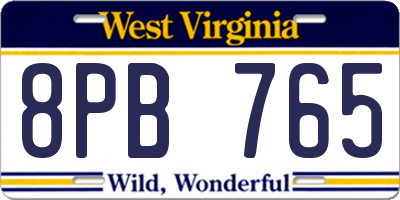 WV license plate 8PB765