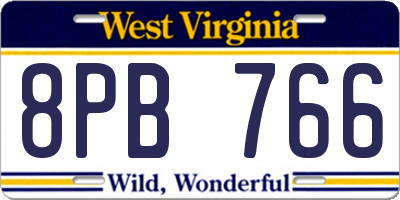 WV license plate 8PB766