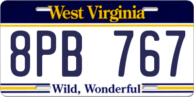 WV license plate 8PB767