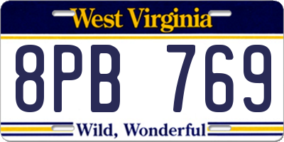 WV license plate 8PB769