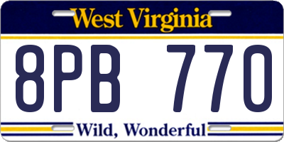 WV license plate 8PB770