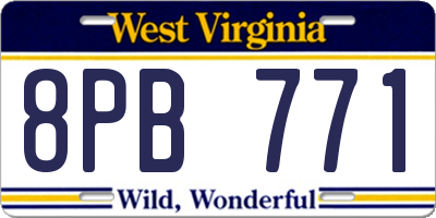 WV license plate 8PB771