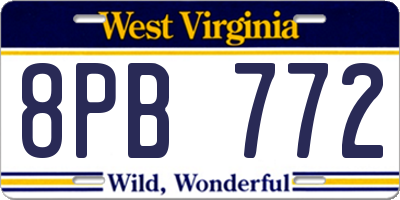 WV license plate 8PB772