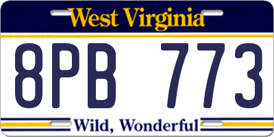 WV license plate 8PB773