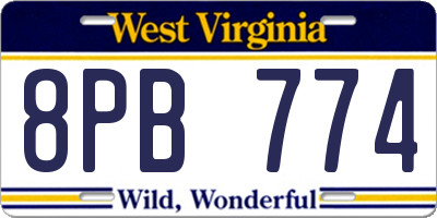 WV license plate 8PB774