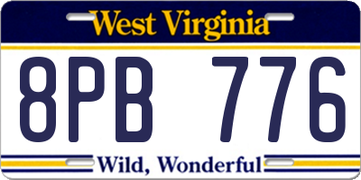 WV license plate 8PB776
