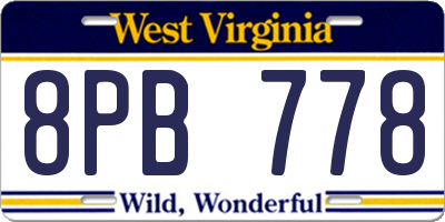 WV license plate 8PB778
