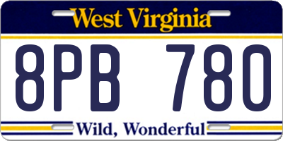 WV license plate 8PB780
