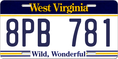 WV license plate 8PB781