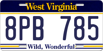 WV license plate 8PB785
