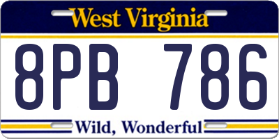 WV license plate 8PB786