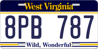 WV license plate 8PB787