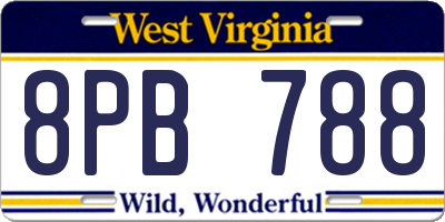 WV license plate 8PB788