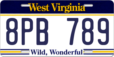 WV license plate 8PB789