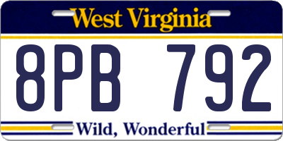 WV license plate 8PB792