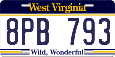 WV license plate 8PB793