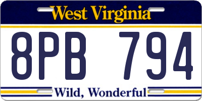 WV license plate 8PB794