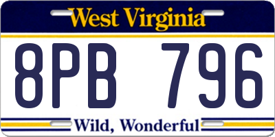 WV license plate 8PB796