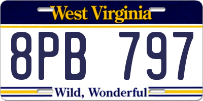 WV license plate 8PB797