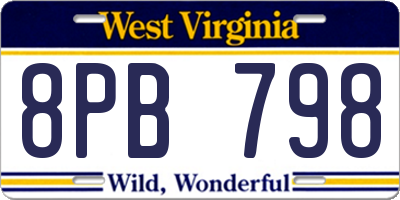 WV license plate 8PB798