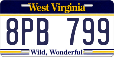 WV license plate 8PB799