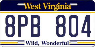 WV license plate 8PB804