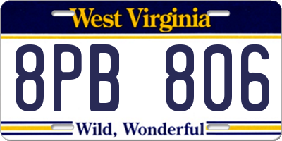 WV license plate 8PB806