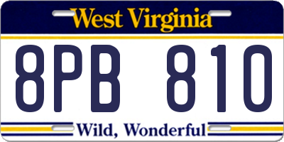 WV license plate 8PB810
