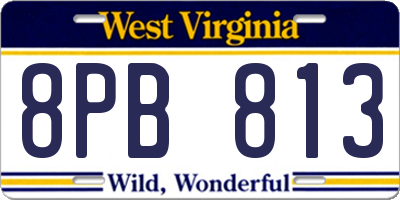 WV license plate 8PB813