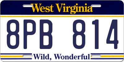 WV license plate 8PB814