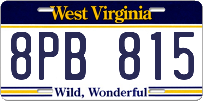 WV license plate 8PB815