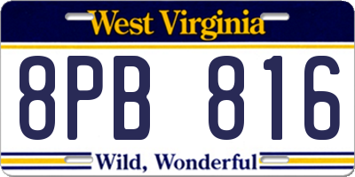 WV license plate 8PB816