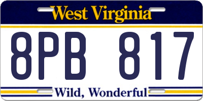WV license plate 8PB817
