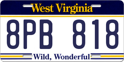 WV license plate 8PB818