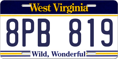 WV license plate 8PB819